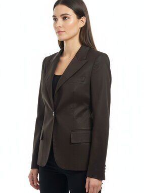 GUCCI Women's Black Suit Jacket Blazer Size 42 Single Button Made in Bulgaria